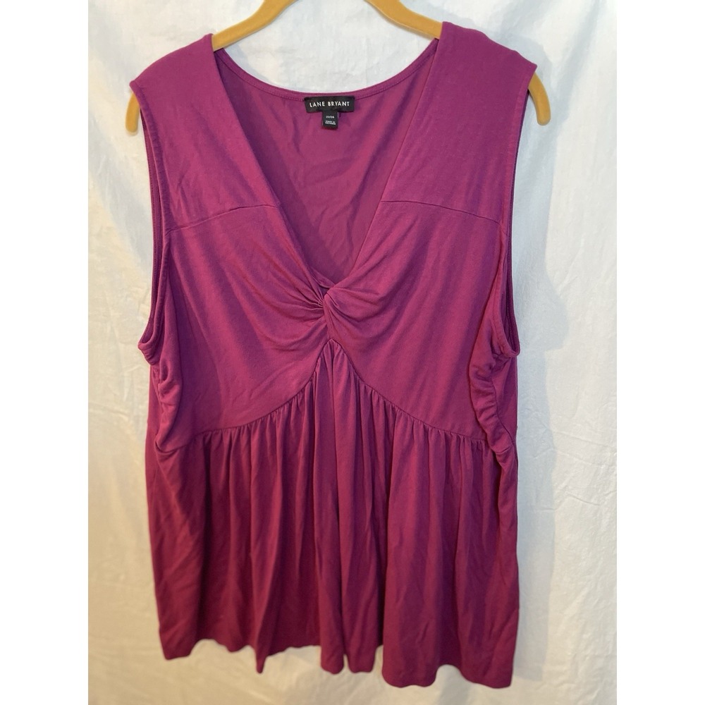 Lane Bryant Womens Dark Pink Sleeveless Twist Neckline Tunic Tank Top 22/24
